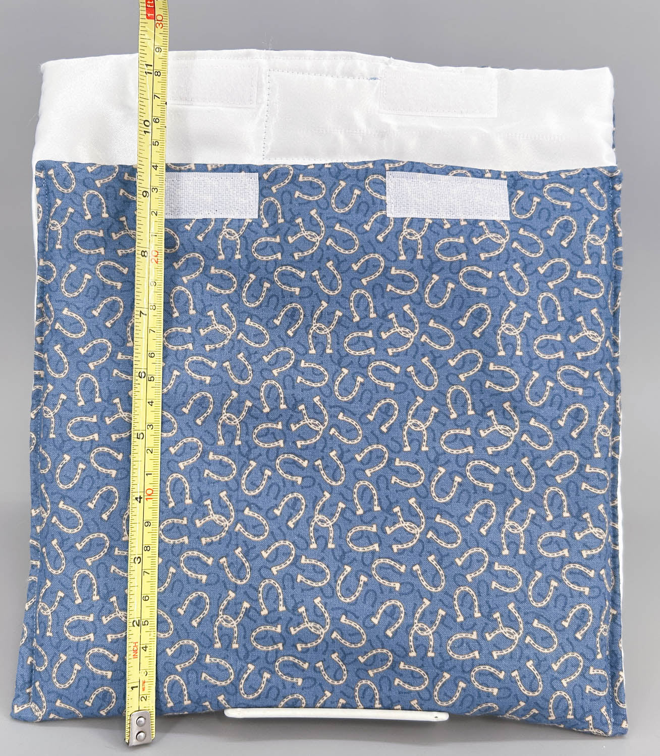 Pony Pouch, Artisan Made - Blue with Horseshoes 10" x 9"