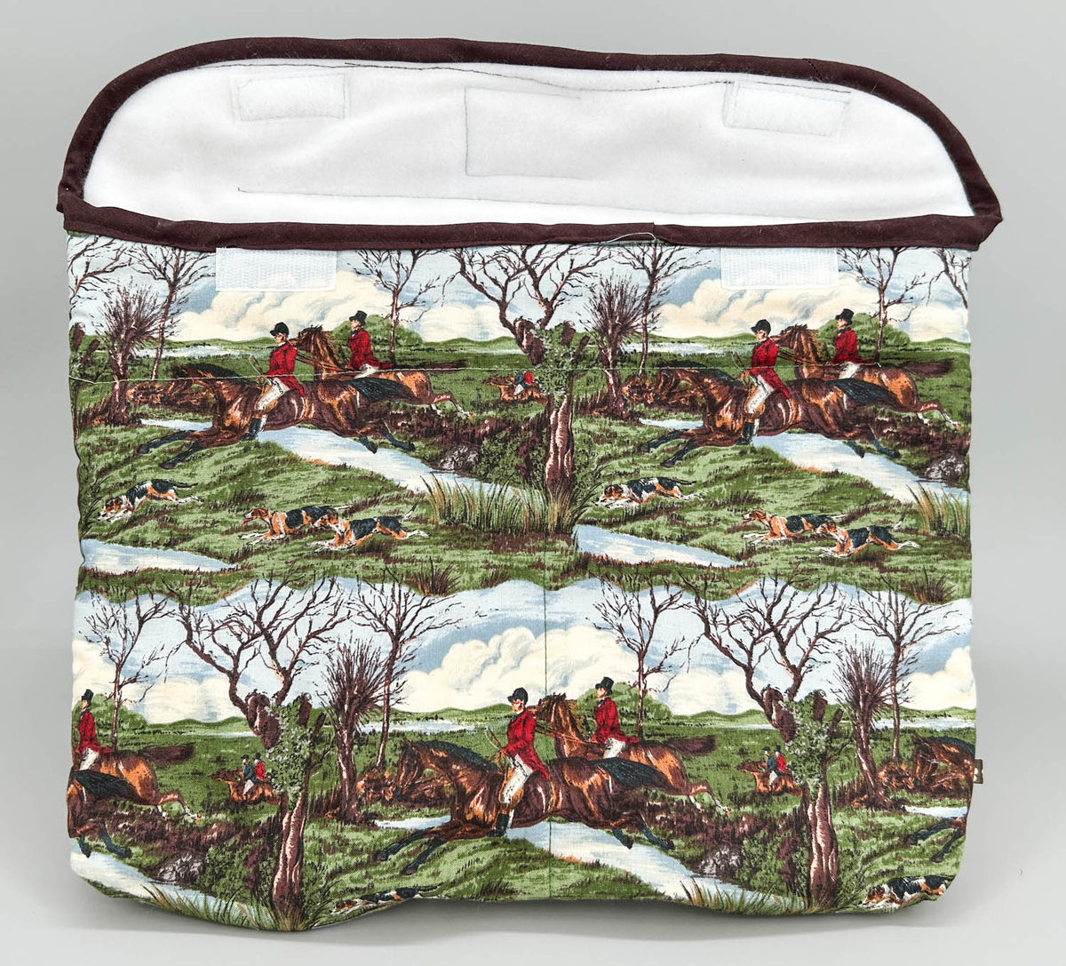 Pony Pouch, Artisan Made - Hunt Scene with Brown Trim 13" x 11"