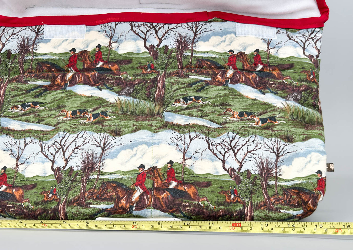 Pony Pouch, Artisan Made - Hunt Scene with Red Trim 15" x 10"