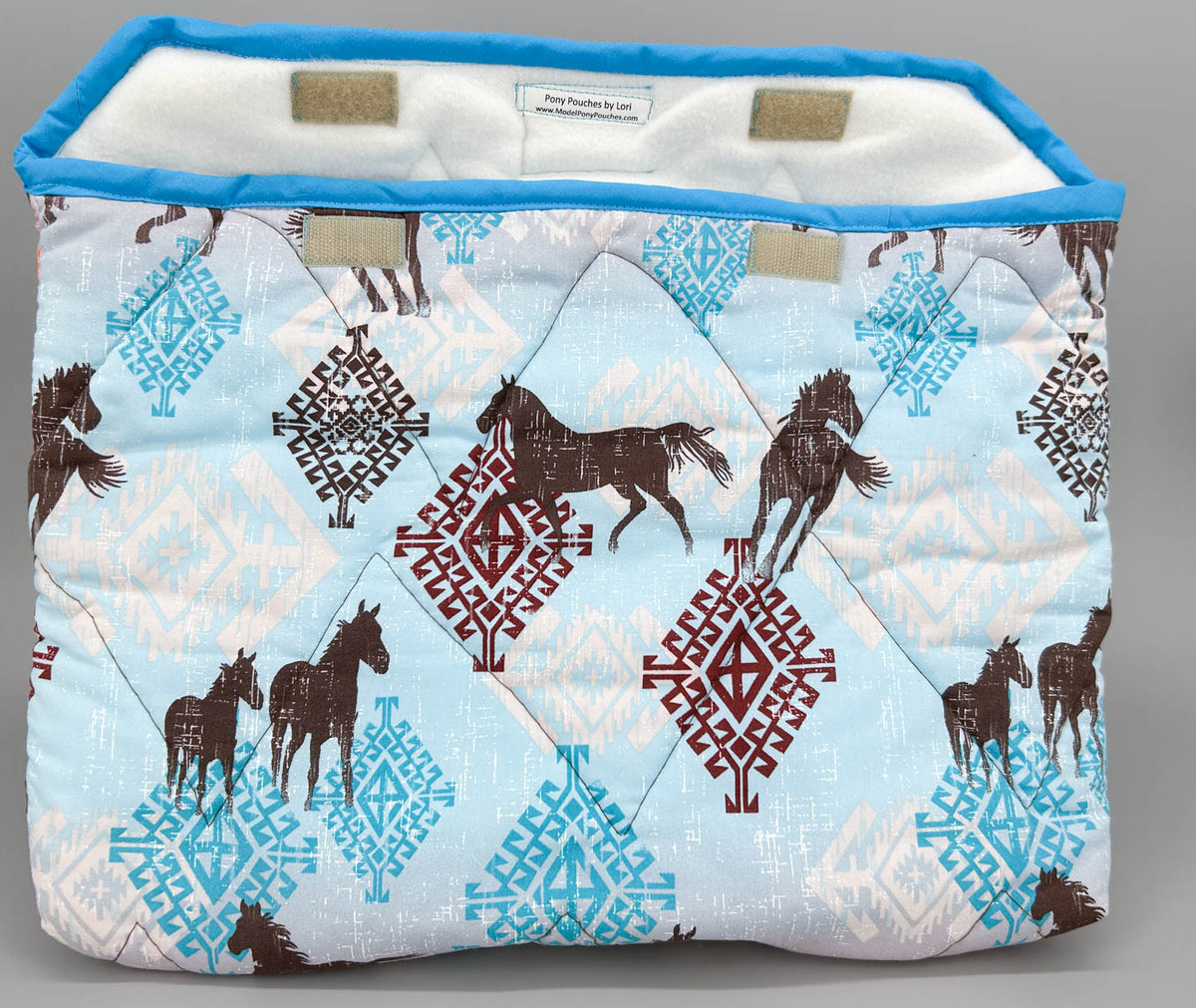 Pony Pouch, Artisan Made - Southwestern Pattern - Blue Front, Orange Reverse ~ 15" x 10.5" (Copy)