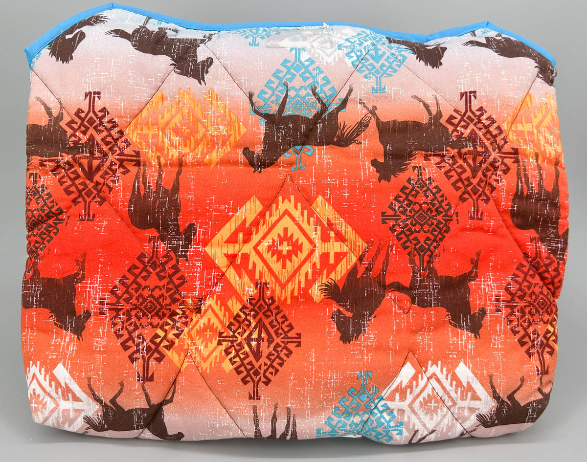 Pony Pouch, Artisan Made - Southwestern Pattern - Blue Front, Orange Reverse ~ 15" x 10.5" (Copy)