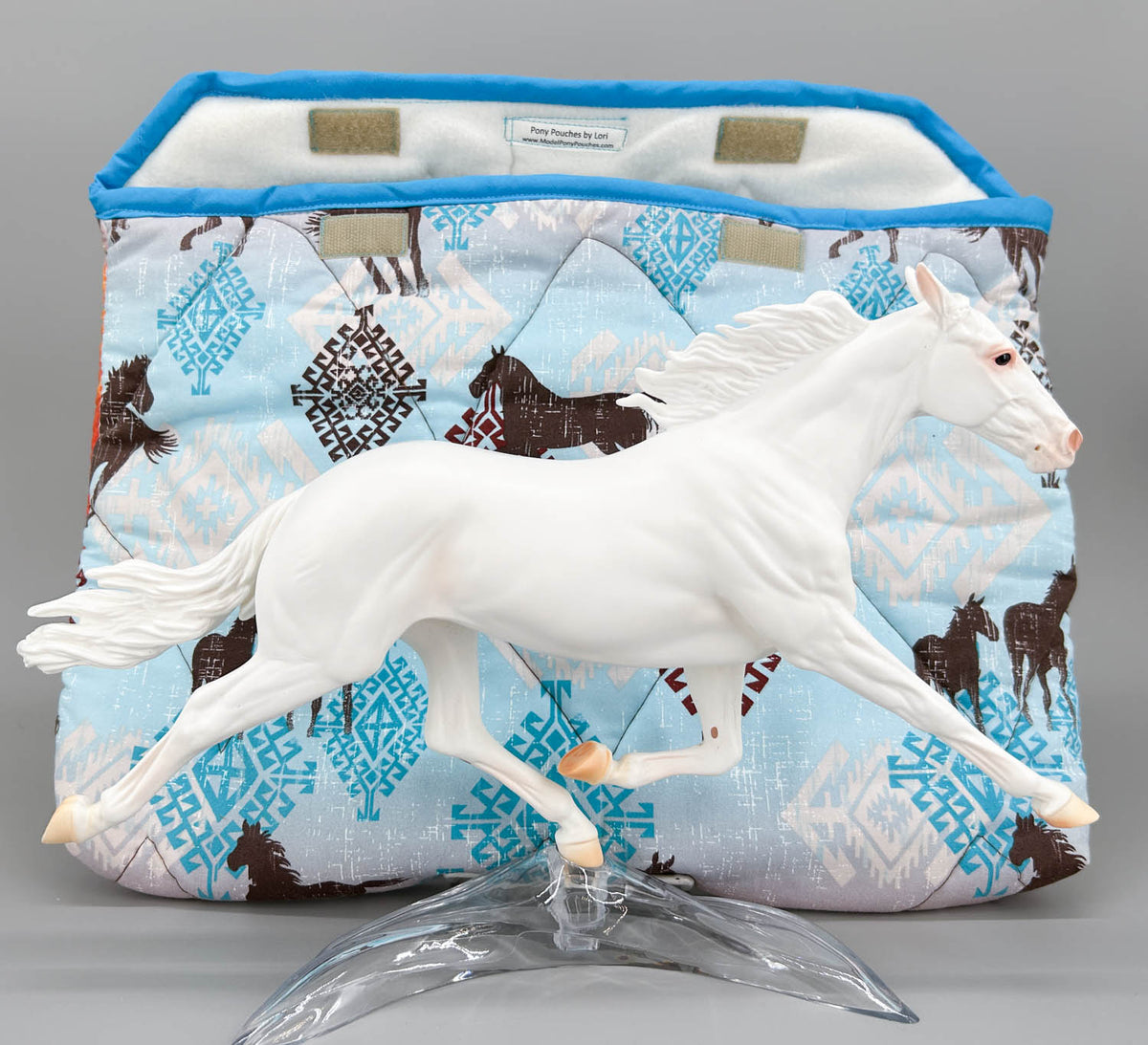 Pony Pouch, Artisan Made - Southwestern Pattern - Blue Front, Orange Reverse ~ 15" x 10.5" (Copy)