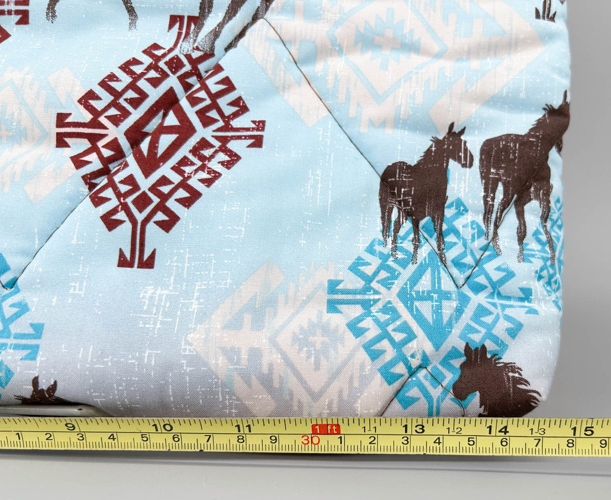 Pony Pouch, Artisan Made - Southwestern Pattern - Blue Front, Orange Reverse ~ 15" x 10.5" (Copy)