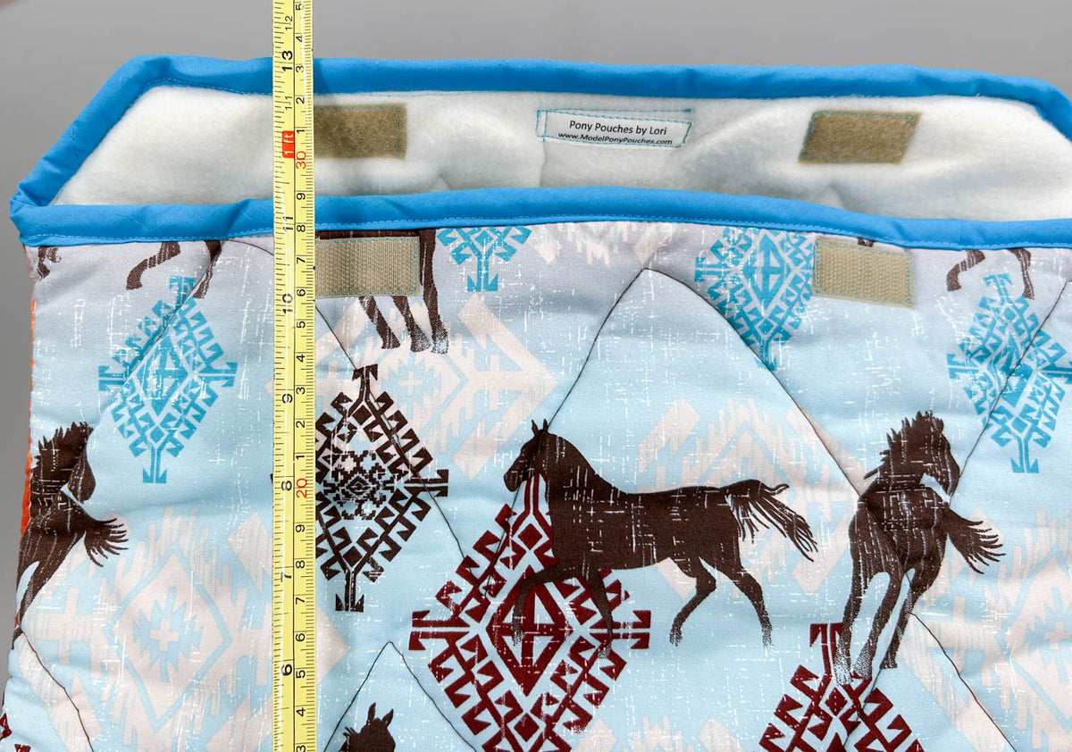 Pony Pouch, Artisan Made - Southwestern Pattern - Blue Front, Orange Reverse ~ 15" x 10.5" (Copy)