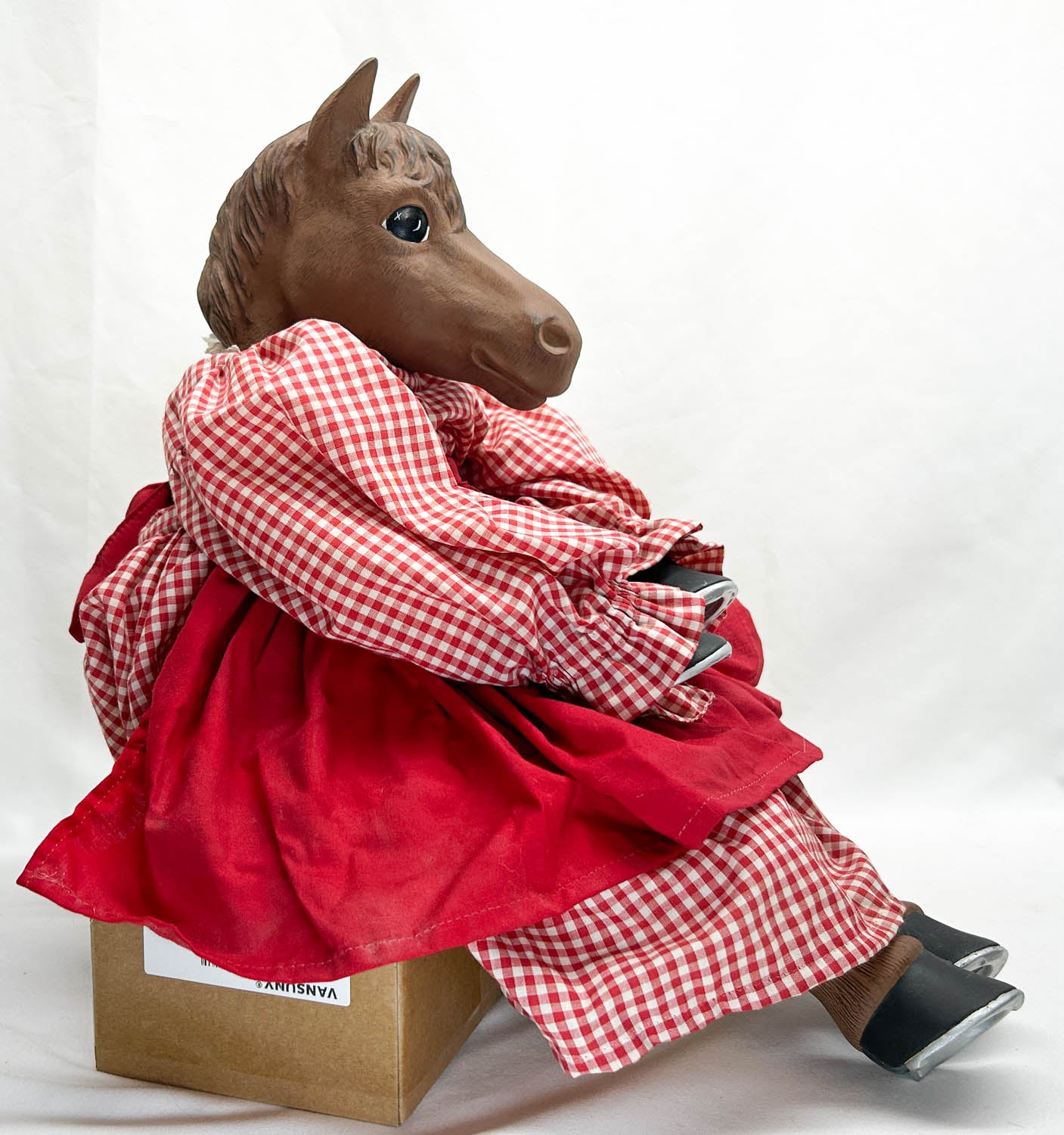 Art Doll ~ Chestnut Filly in Red Gingham Dress