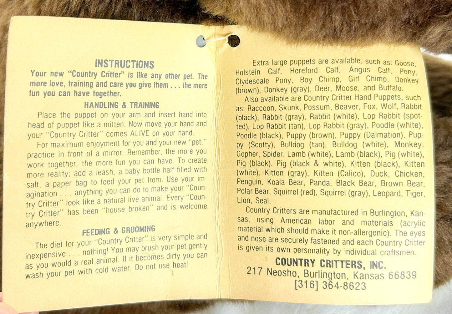 Country Critters Extra Large Horse Puppet