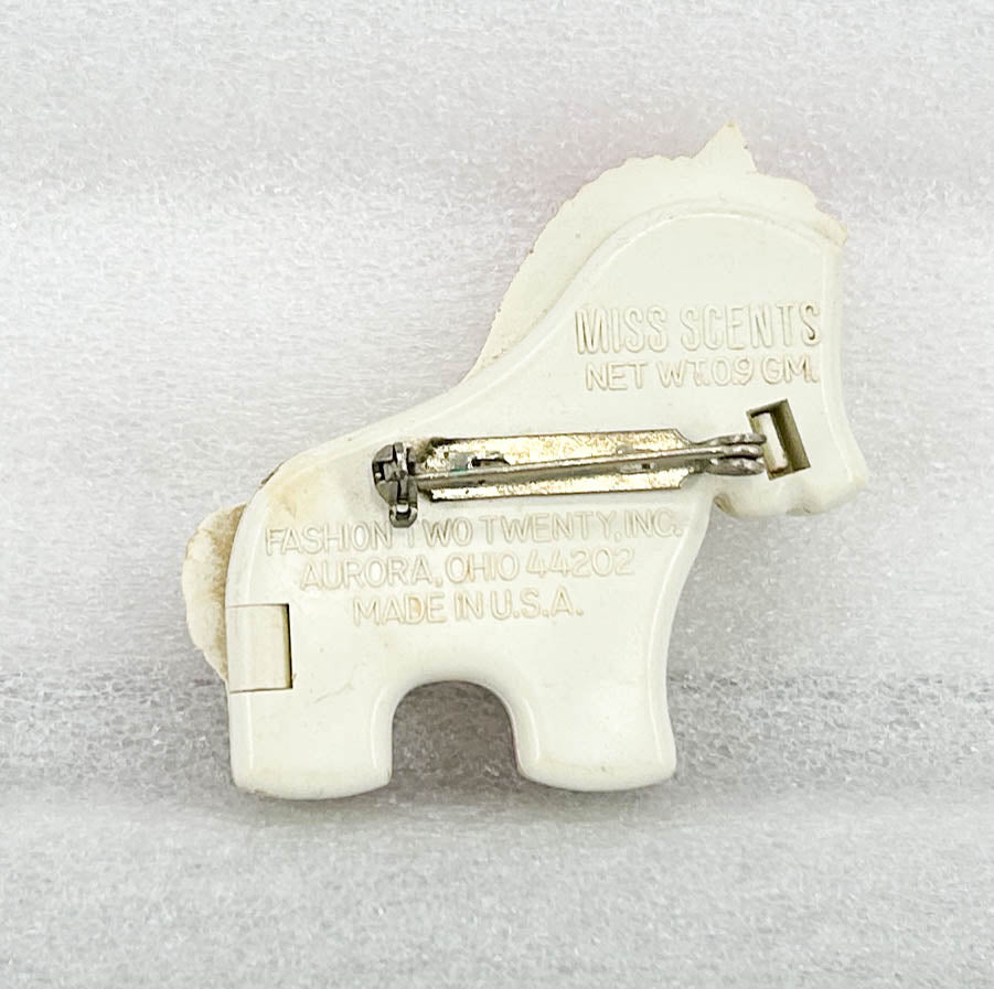 1970s Avon Pin:  Pink Polka Dot Pony Perfume Locket from Eleda's herd