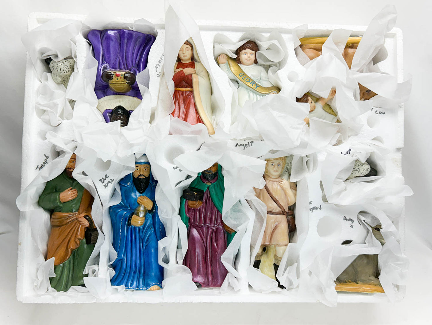 12-Piece Nativity Set, One-of-a-Kind Hand-Painted  Set w/ Box