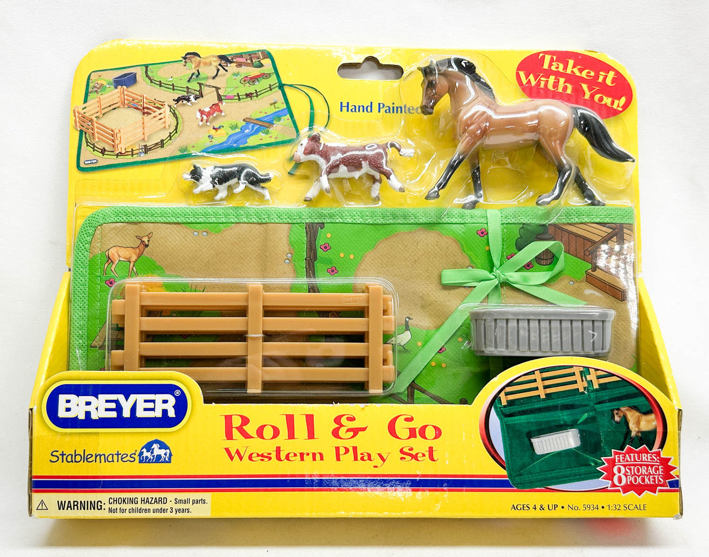 Roll and Go Western Play Set with Cantering Warmblood, Border Collie and Hereford Calf
