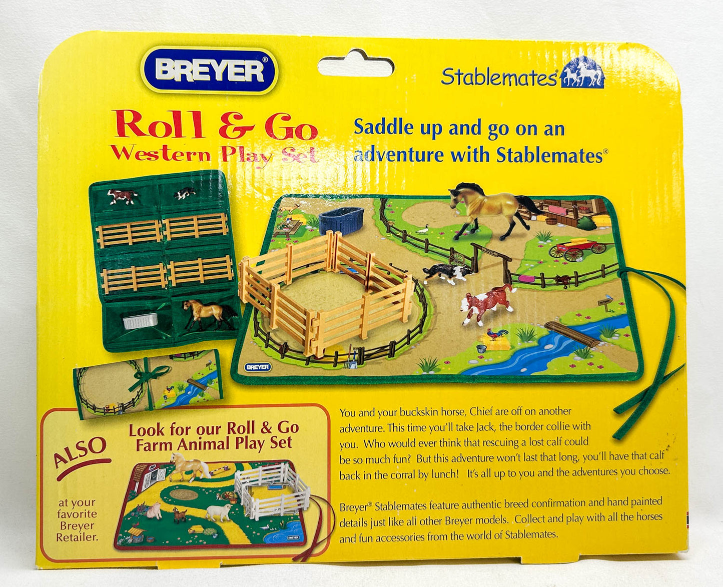 Roll and Go Western Play Set with Cantering Warmblood, Border Collie and Hereford Calf