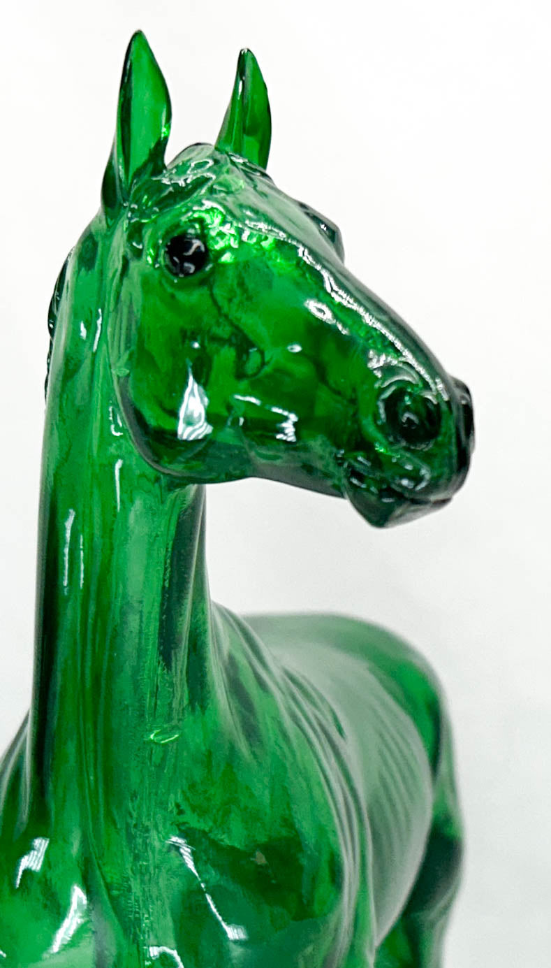Standing Thoroughbred  ~ Surprise, Girls Run The World, Emerald Green Clearware Decorator (Copy)