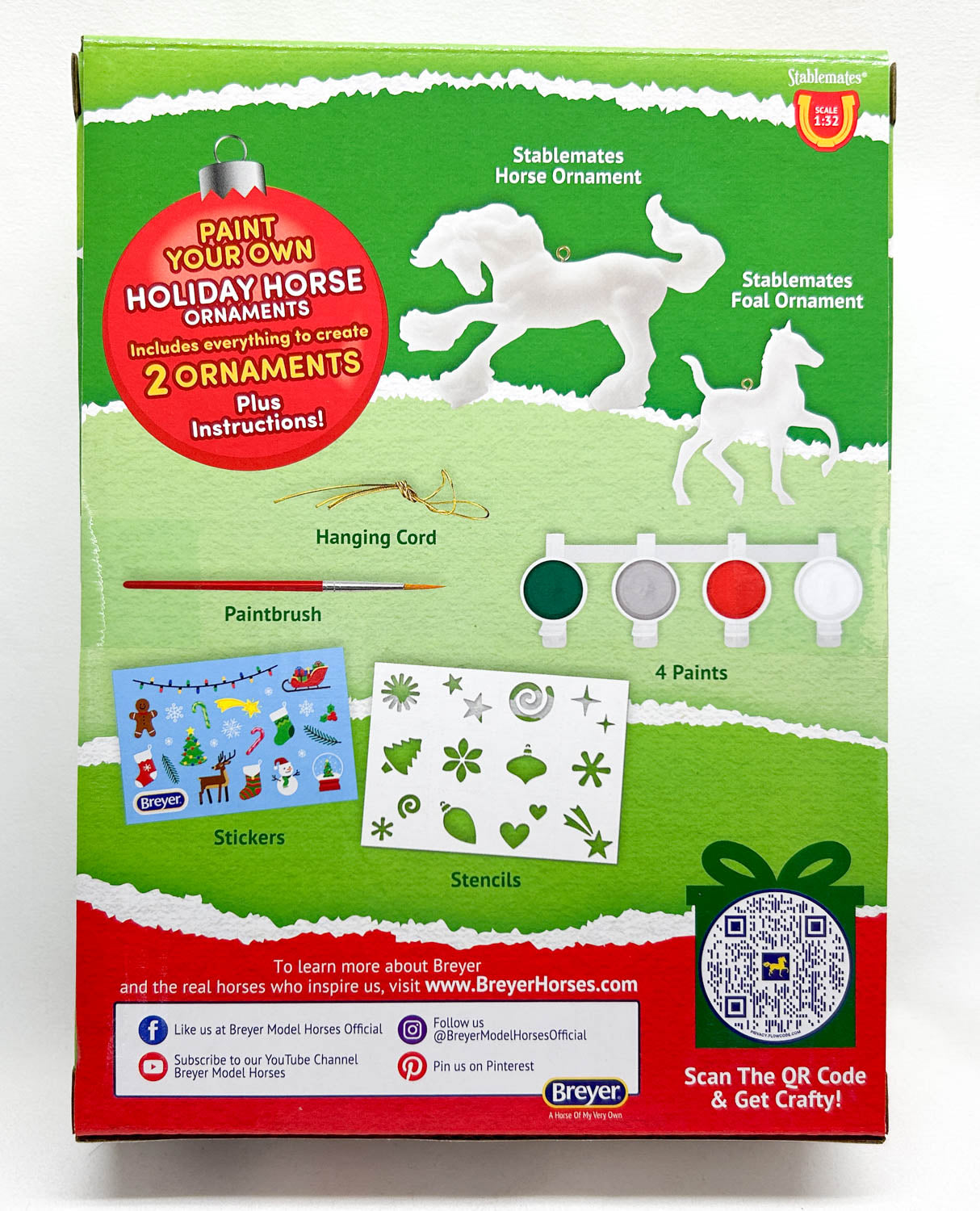 2025 Holiday Paint Your Horse Ornaments Craft Kit ~ Gypsy Vanner Stallion and Trotting Foal