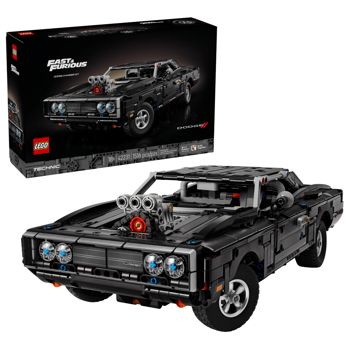 LEGO® Technic™ Fast and Furious Dodge Charger R/T Car #42231 1516 Pieces