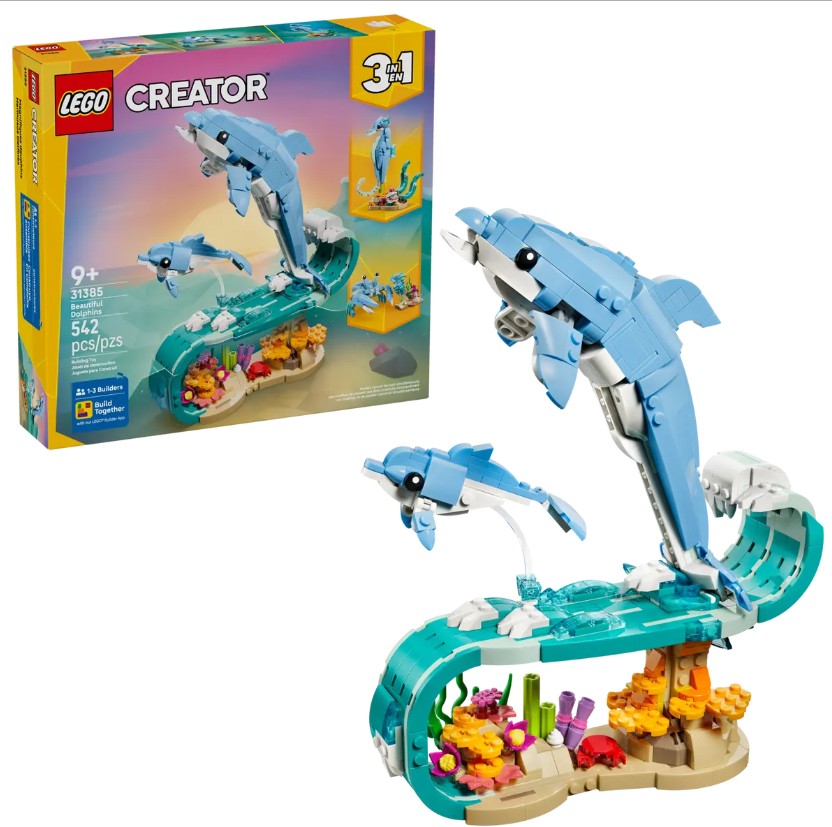 LEGO® Creator 3-In-1 Sea Animals: Beautiful Dolphins #31385 542 Pieces