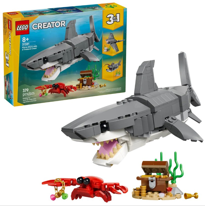 LEGO® Creator 3-In-1 Fierce Shark with a Treasure Chest #31381 379 Pieces