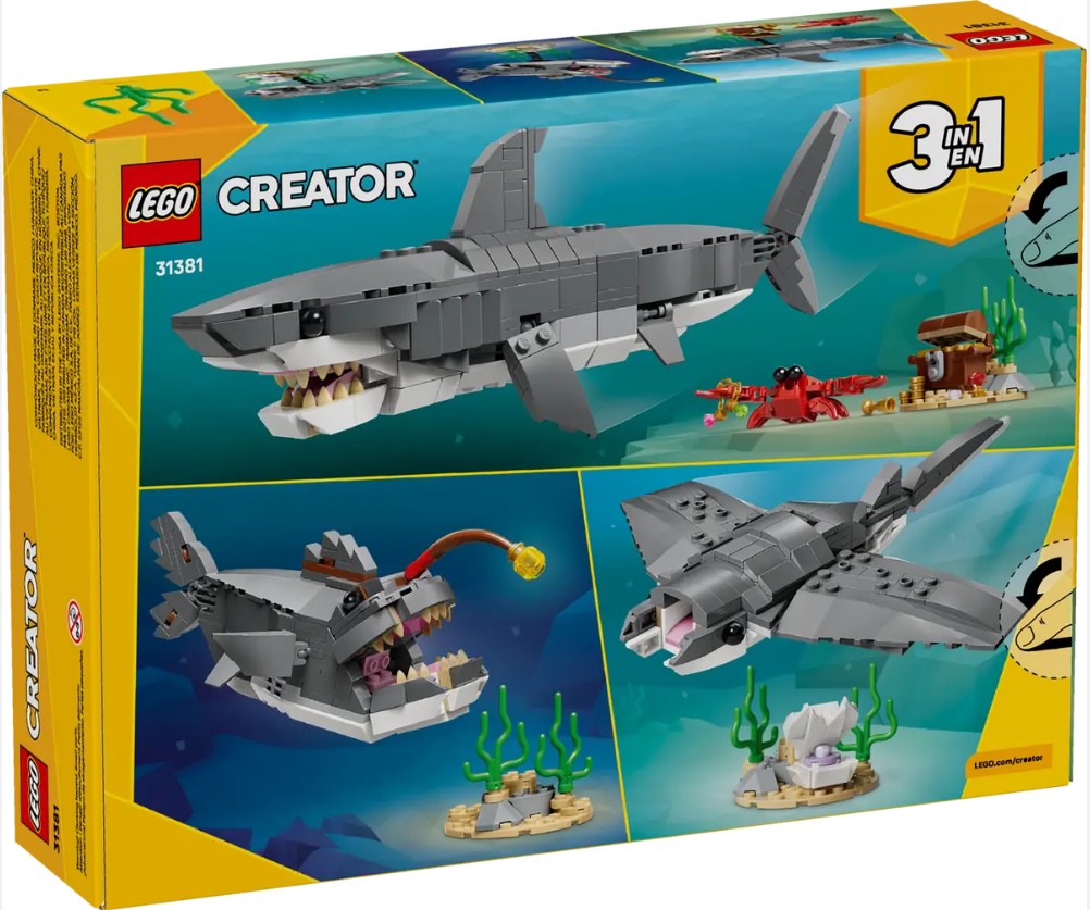 LEGO® Creator 3-In-1 Fierce Shark with a Treasure Chest #31381 379 Pieces