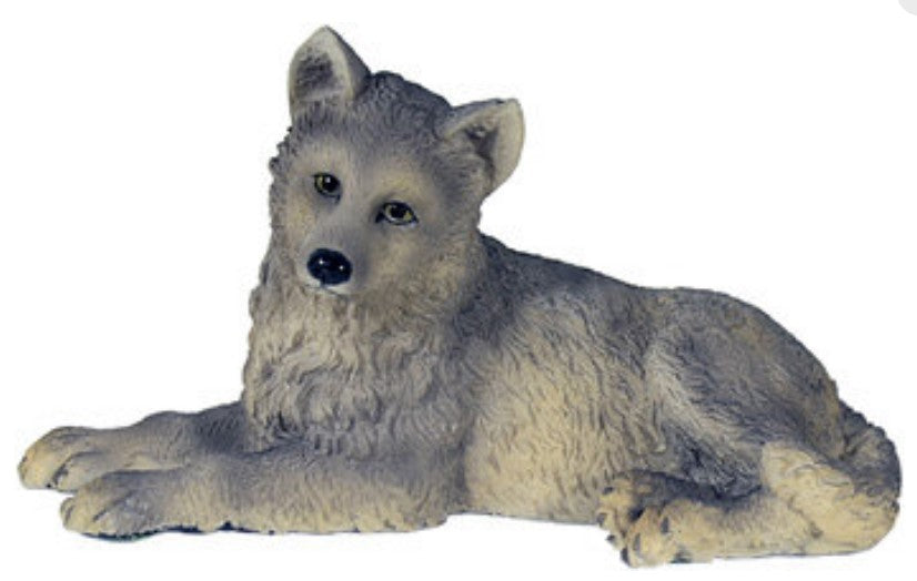 Grey Wolf Puppy, Lying Resin