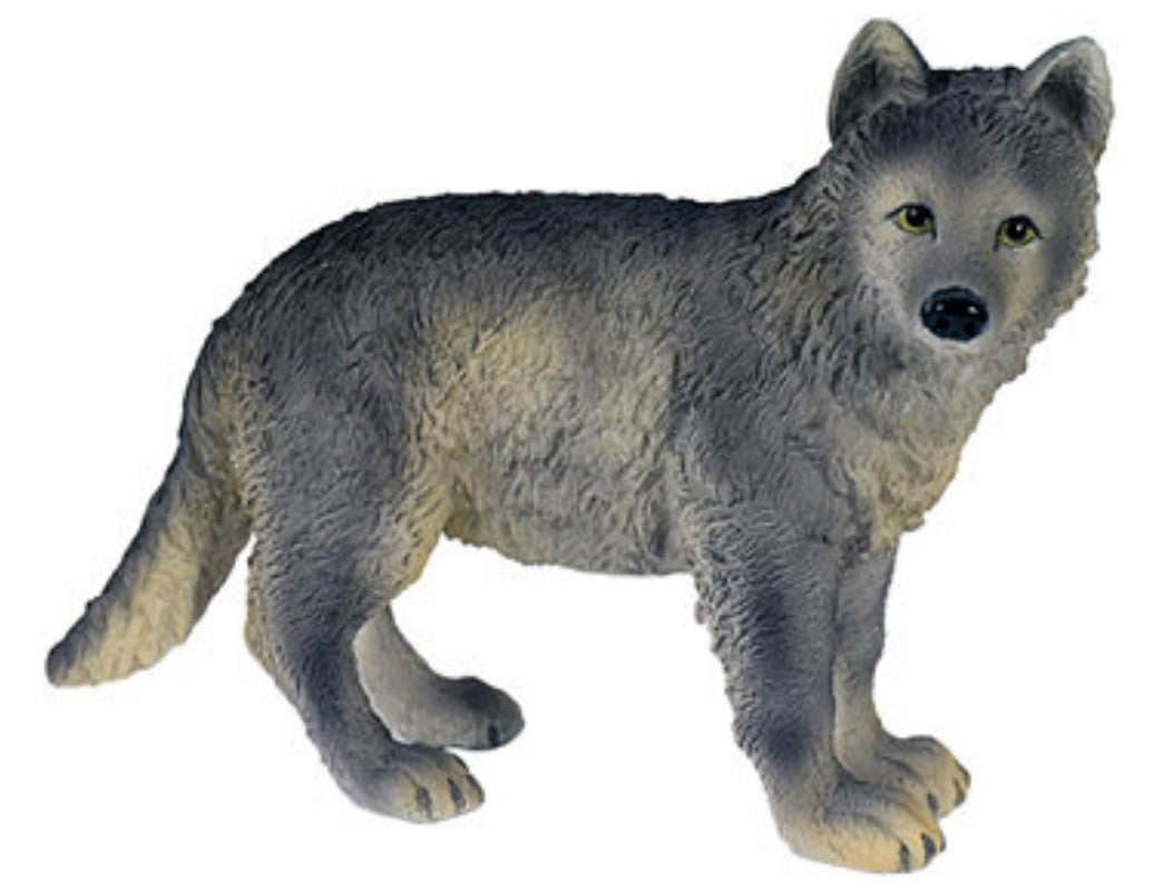 Grey Wolf Puppy, Standing Resin