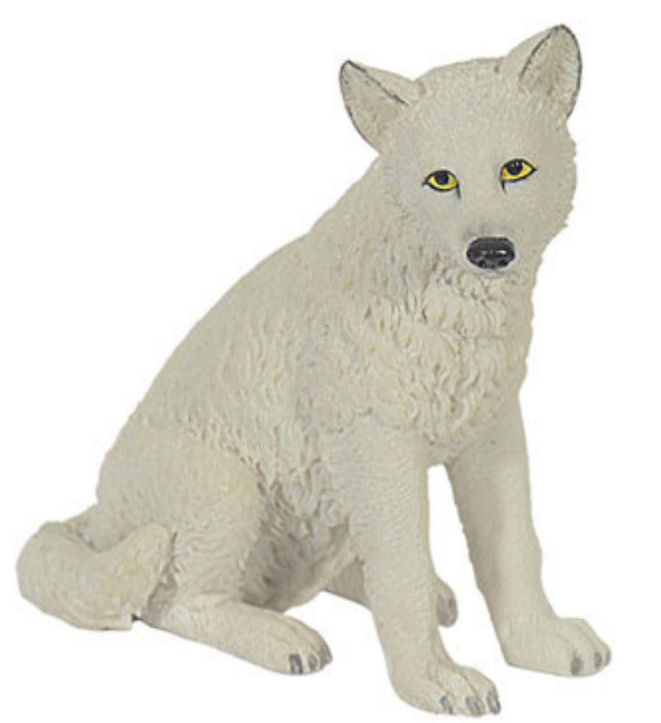 White Wolf Puppy, Sitting Resin
