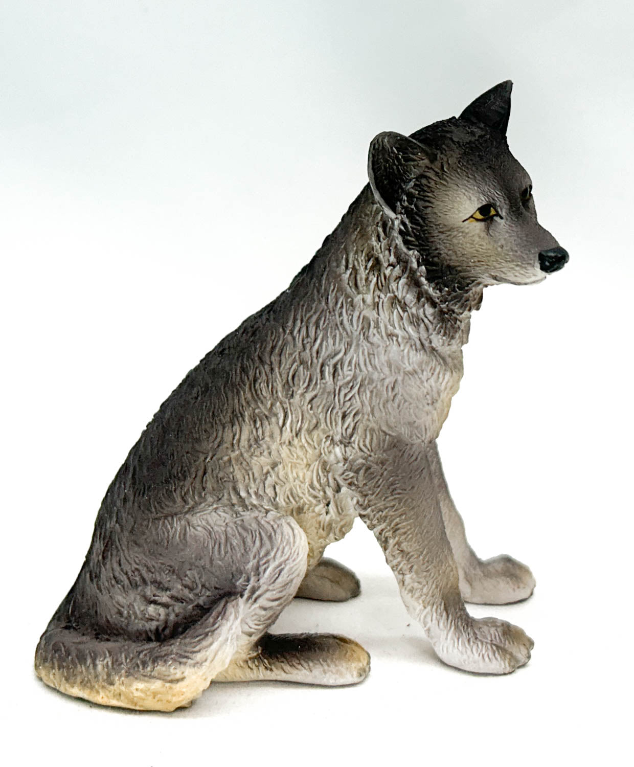Grey Wolf Puppy, Sitting Resin