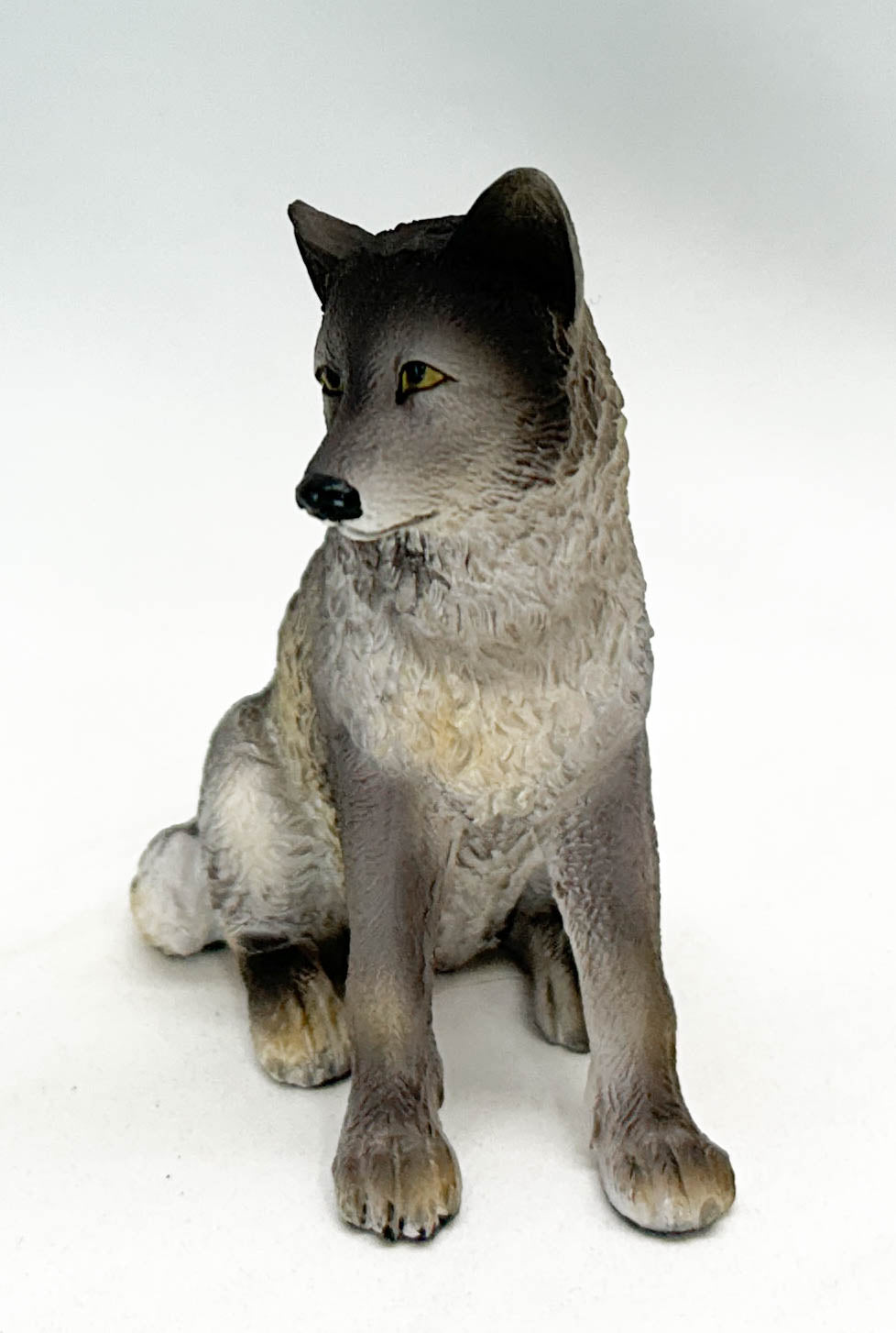 Grey Wolf Puppy, Sitting Resin