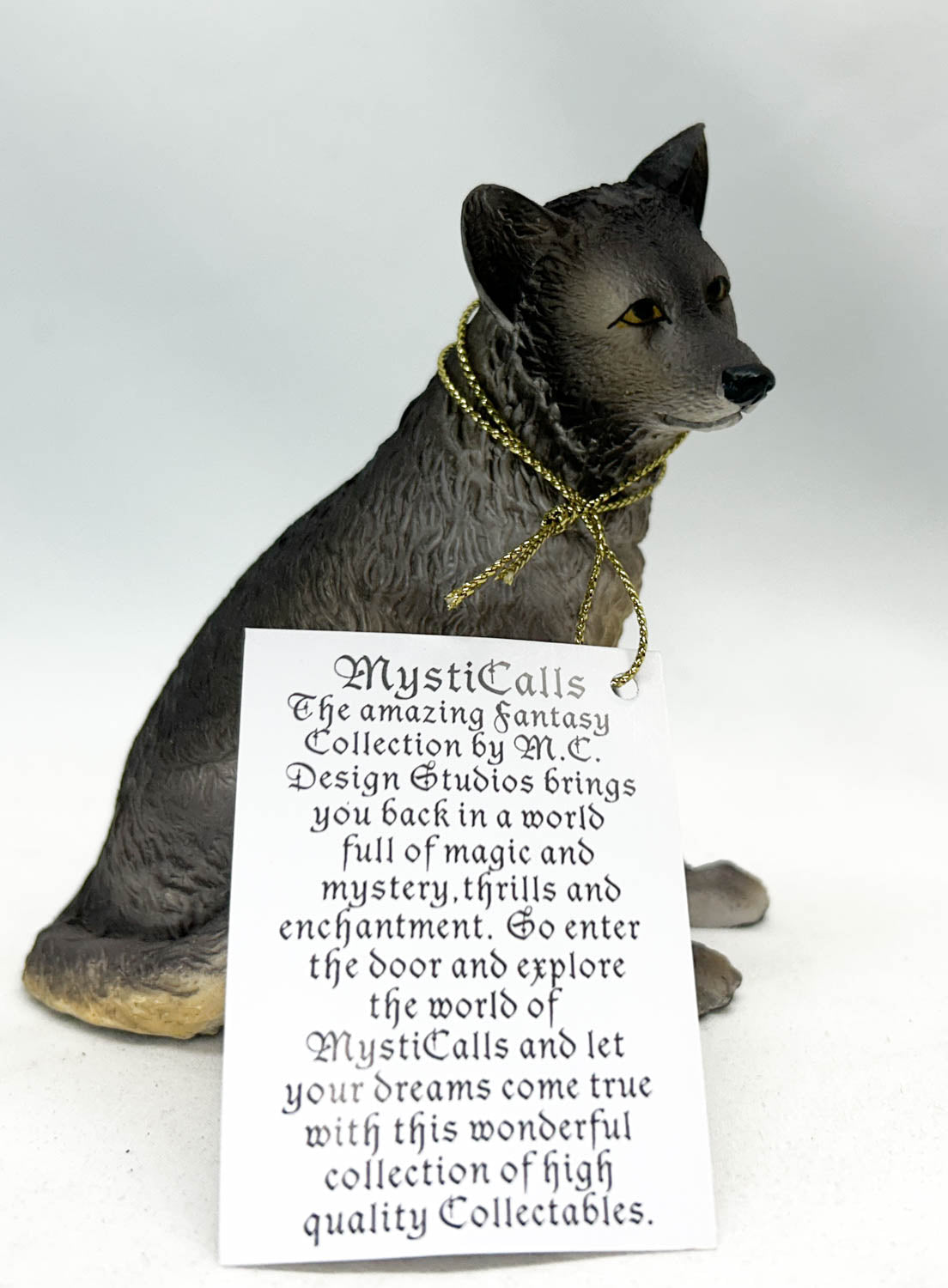 Grey Wolf Puppy, Sitting Resin