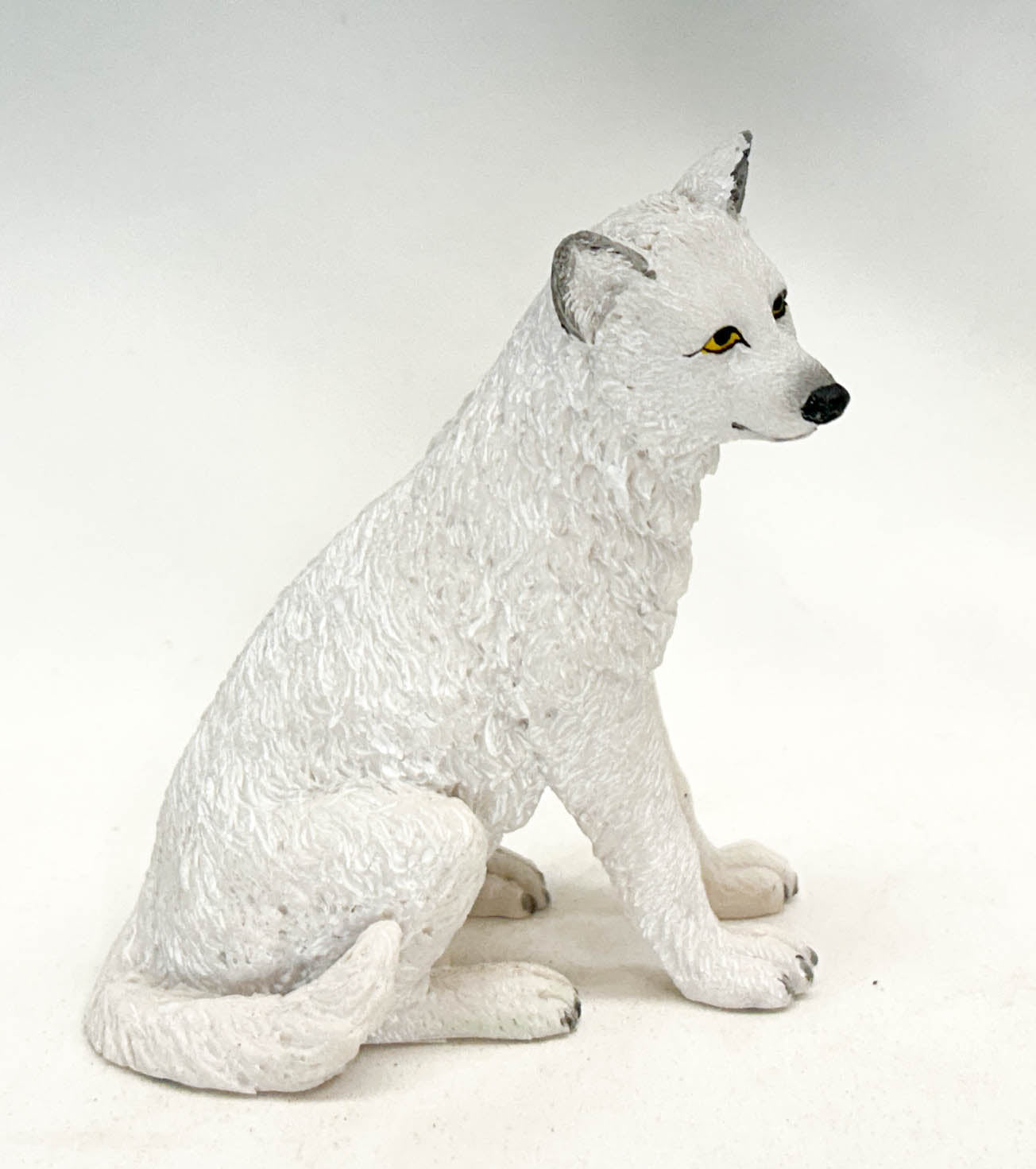 White Wolf Puppy, Sitting Resin