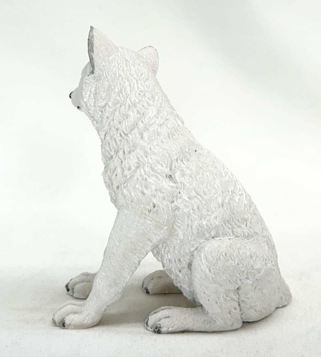 White Wolf Puppy, Sitting Resin