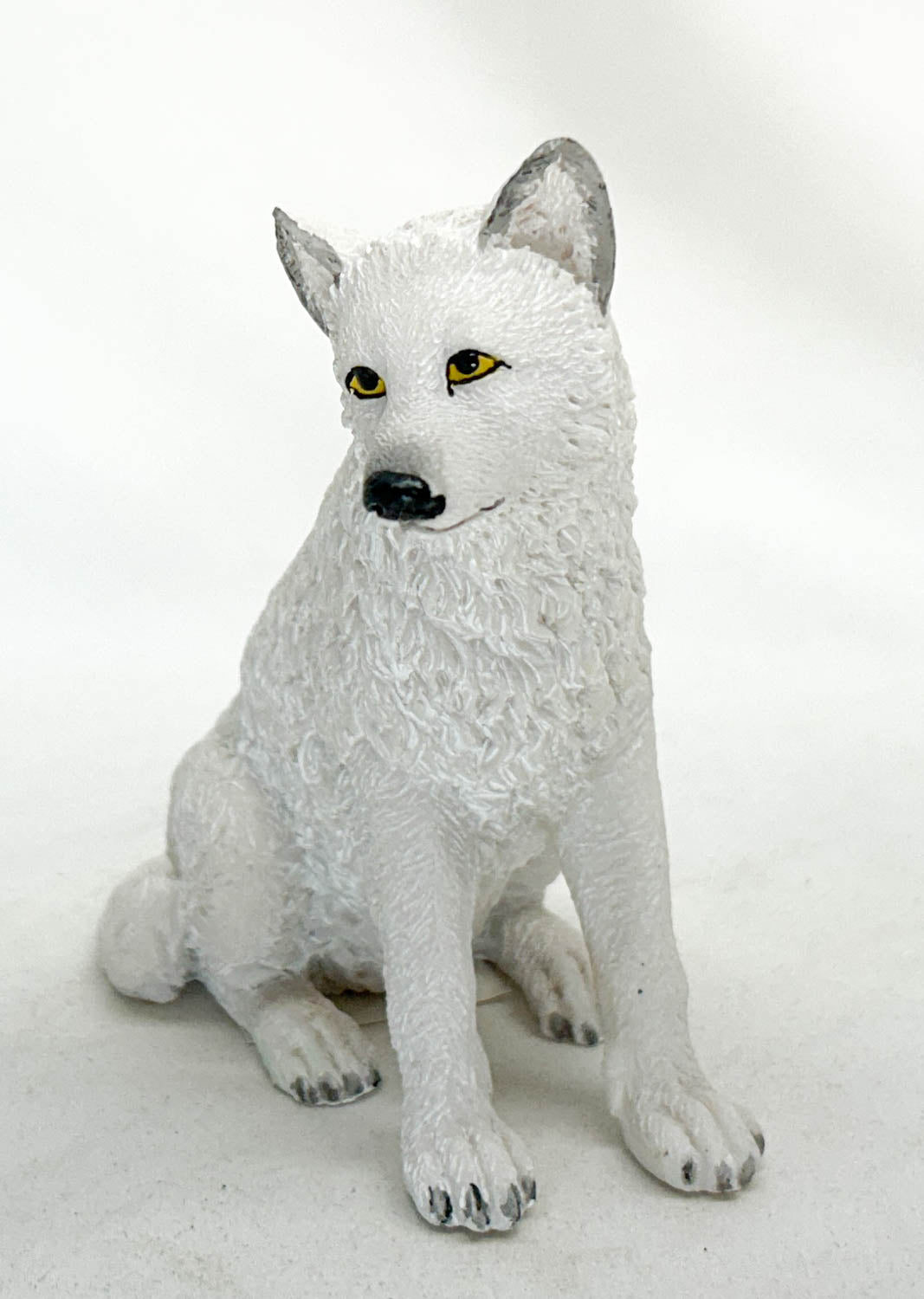 White Wolf Puppy, Sitting Resin