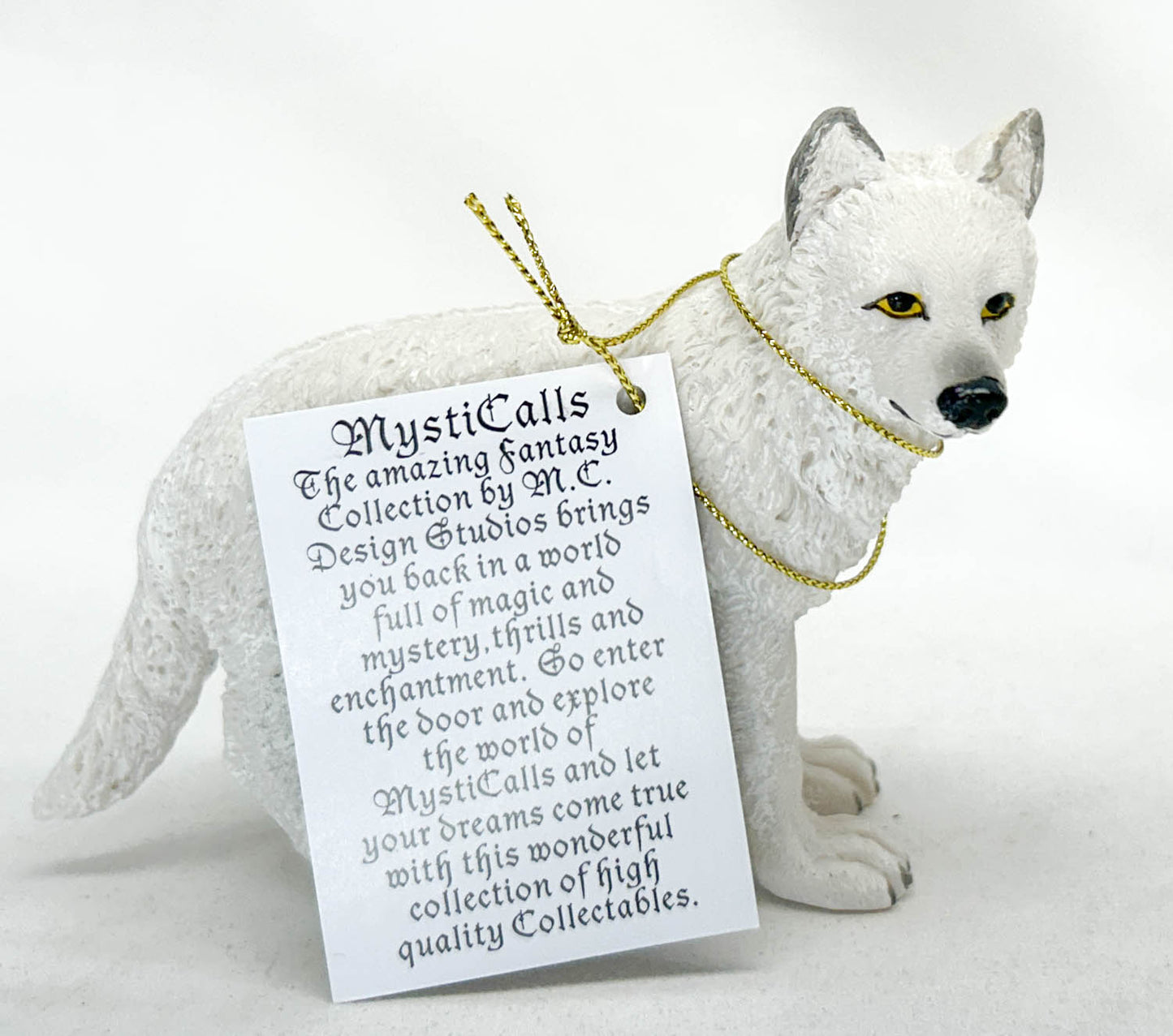 White Wolf Puppy, Standing Resin