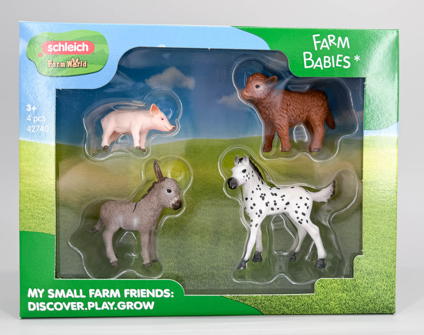 Farm Babies Play Set (Horse Foal , Donkey Foal, Piglet, Highland Calf)