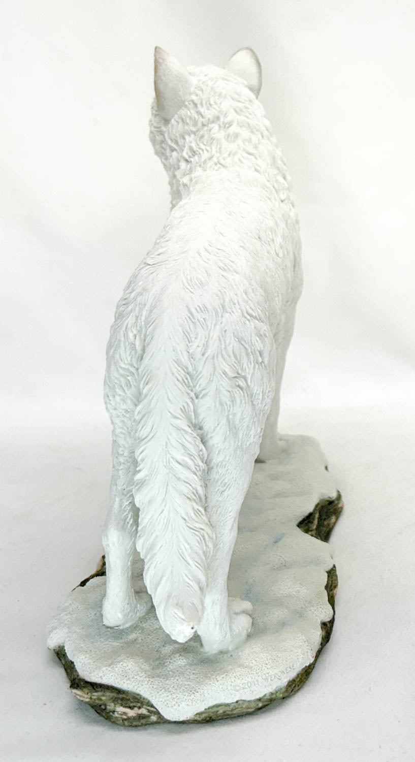 White Wolf Adult, Standing Resin