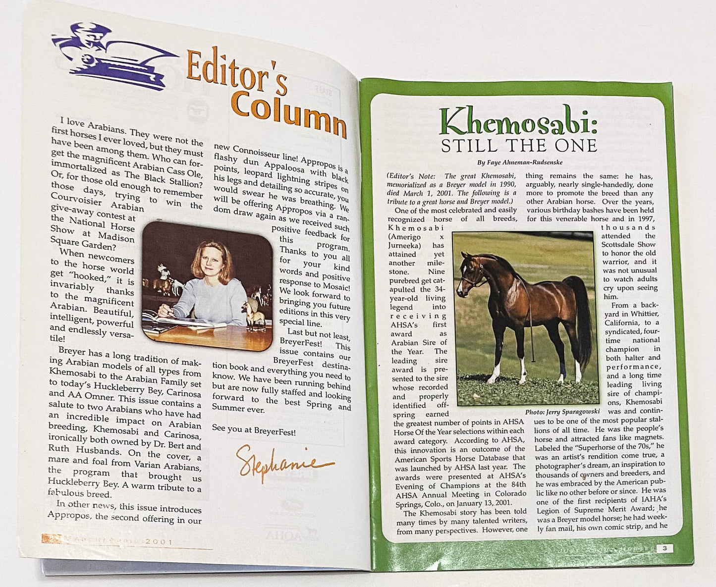 Just About Horses Magazine Vol. 28, No. 2, 2001 Mar/Apr