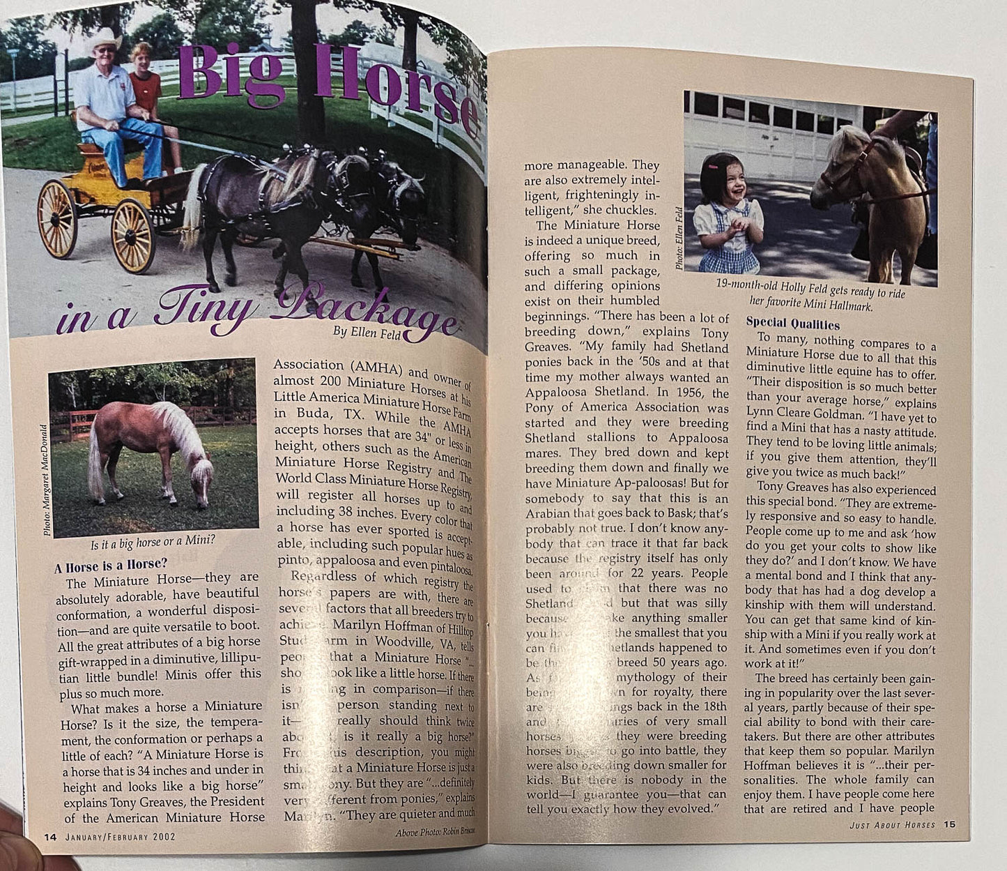 Just About Horses Magazine Vol. 29, No. 1, 2002 Jan/Feb