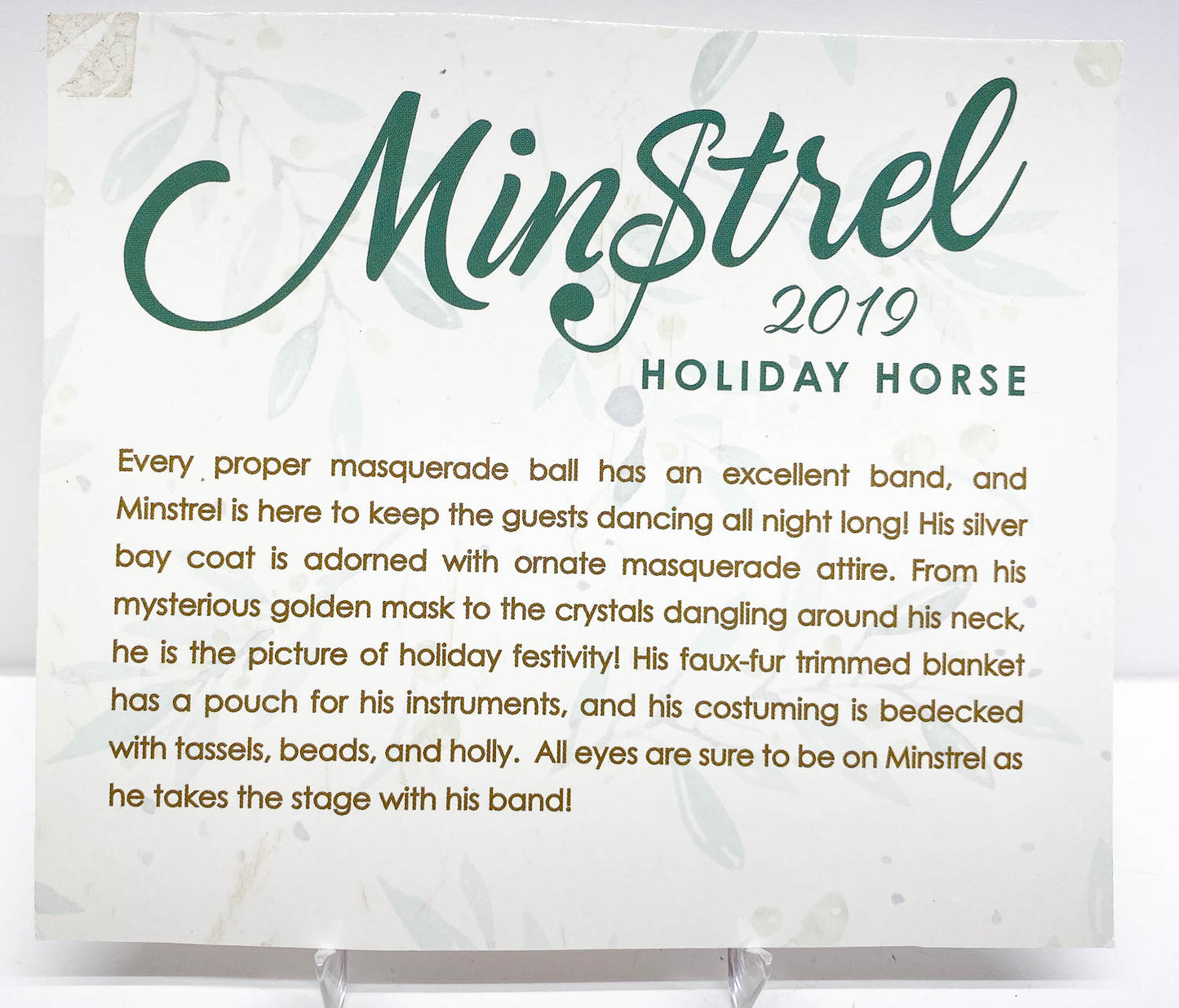 Bio Card: Loping Quarter Horse ~ Minstrel