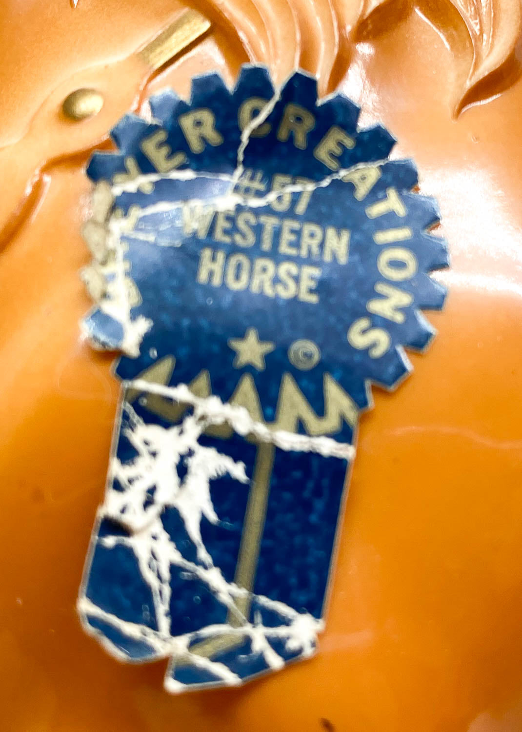 Western Horse, Palomino w/ Blue Ribbon Sticker