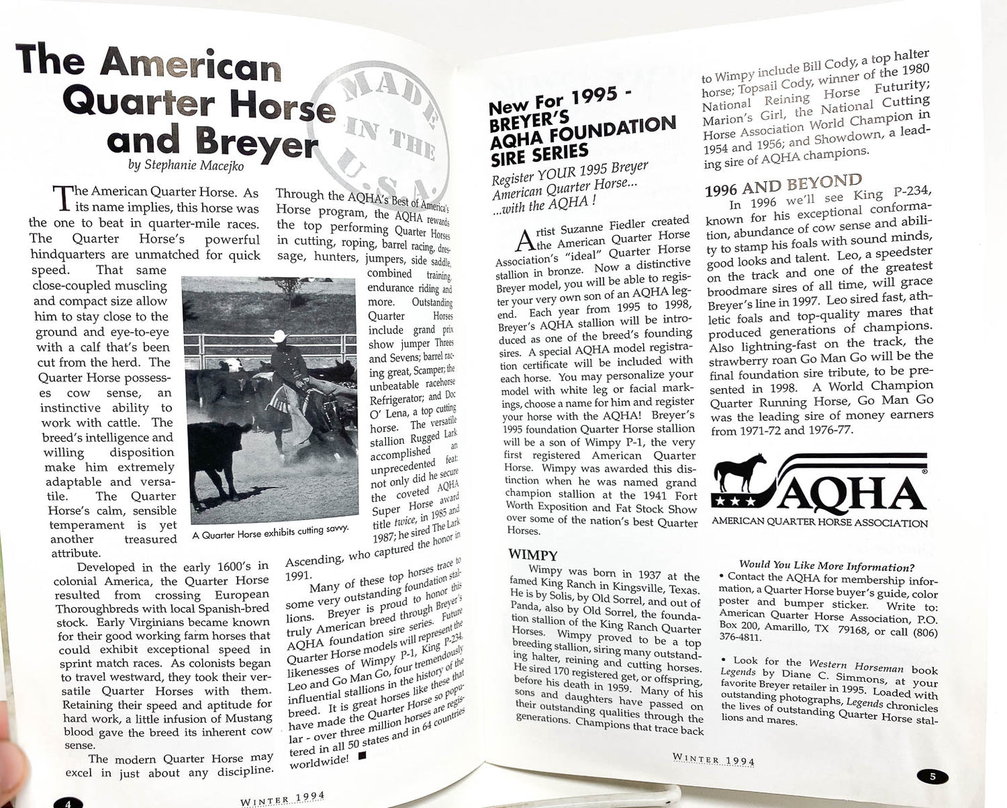 Just About Horses Magazine Vol. 21 No. 5, 1994 Winter