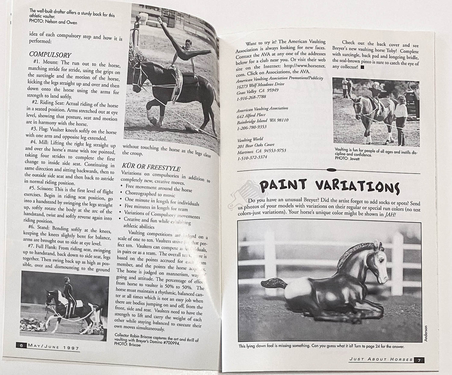 Just About Horses magazine Vol. 24, No. 3, 1997 May/June