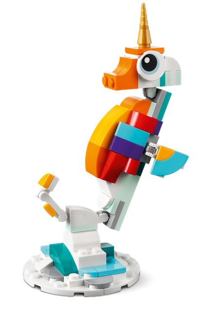 LEGO Creator 3 in 1 Magical Unicorn Toy, Transforms from Unicorn to  Seahorse to Peacock, Rainbow Animal Figures, Unicorn Gift for  Grandchildren, Girls