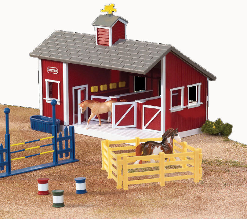 Red Stable Set w/ Two Horses