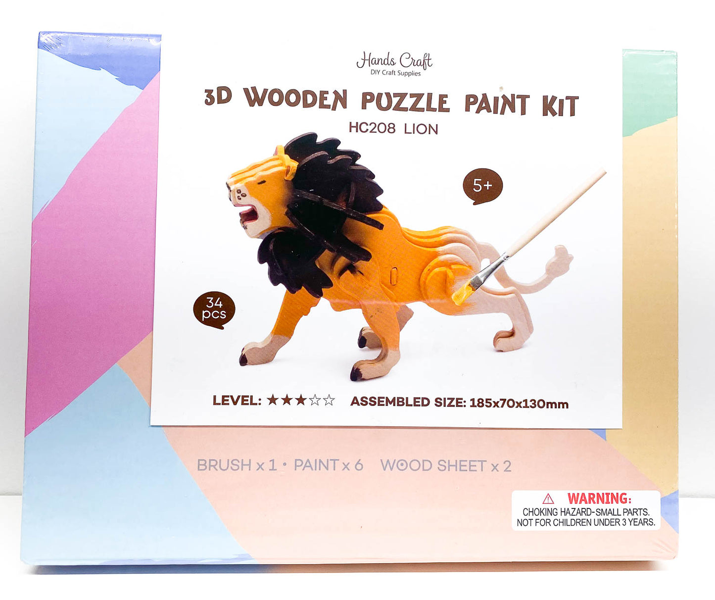 3D Wood Puzzle with Paint Kit ~ Lion